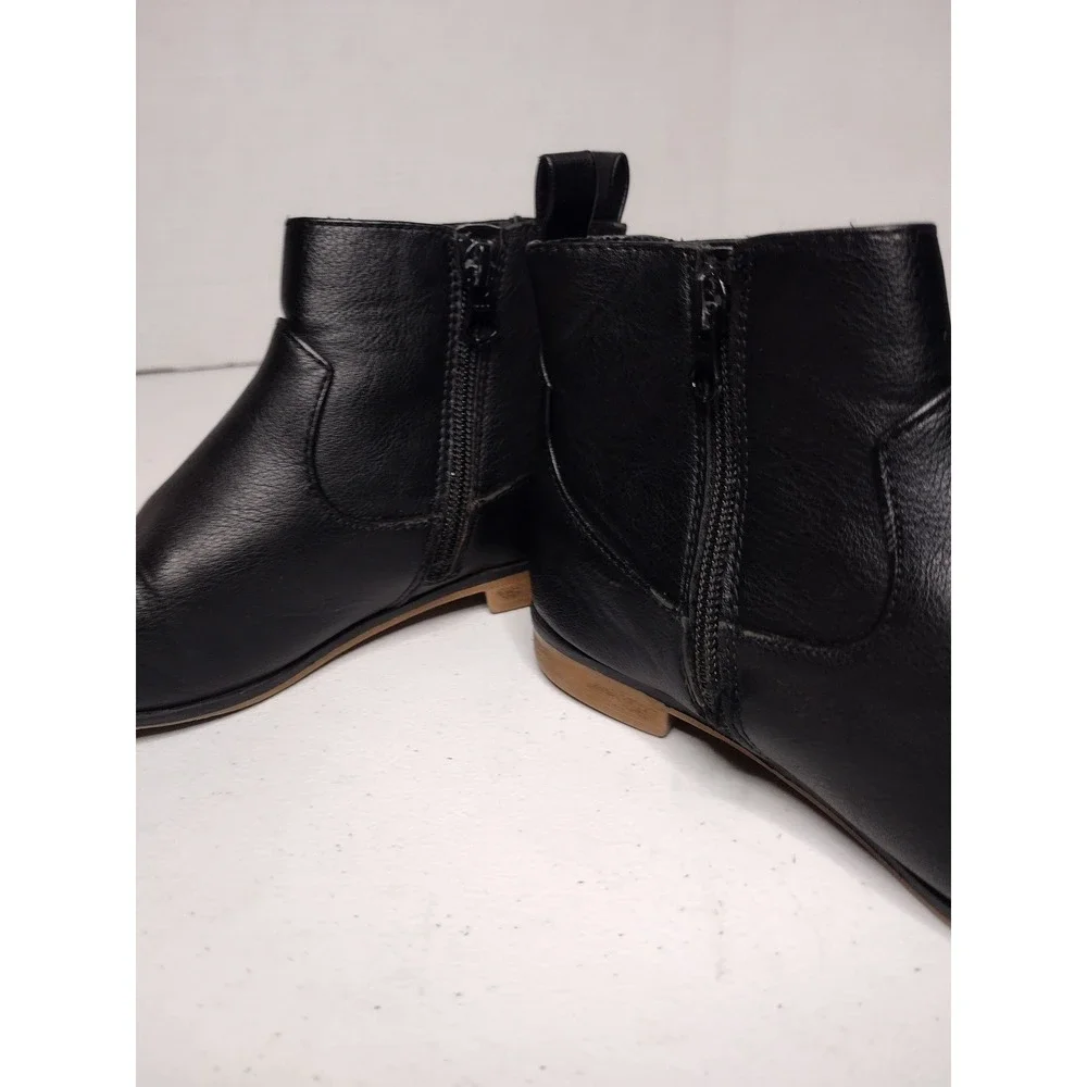 Cat and Jack Kids Black Faux Leather Chelsea‎ Boots Side Zip Size 2